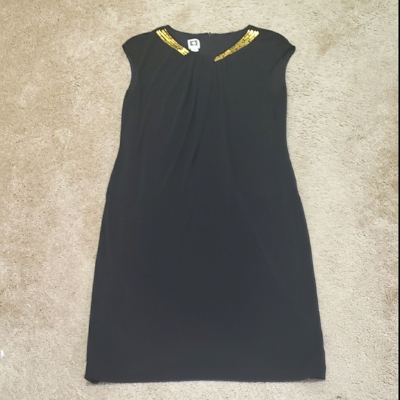 Anne Klein 10 stone adorned scoopneck with cascading gathered drape stretchy - Picture 8 of 9
